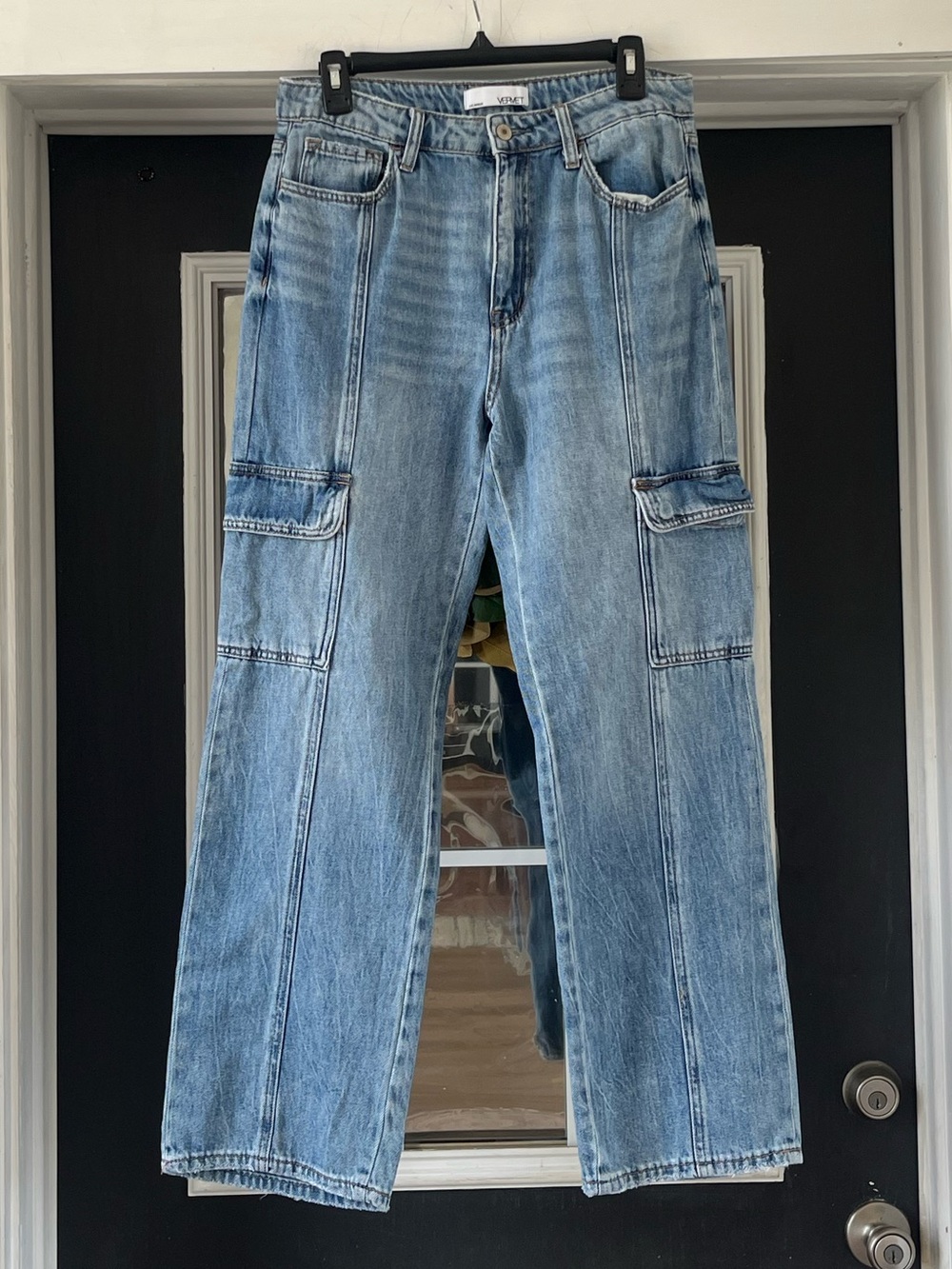 Vervet cargo straight leg blue jeans